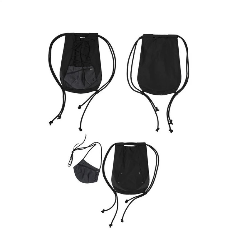 Korean Fashion Nylon Drawstring Handbag Backpack Casual Prefabricated High Capacity Y2K Detachable Mesh Travel Bag 240912