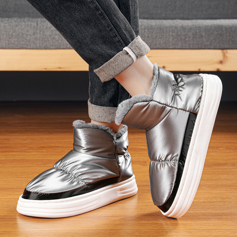 High top couple's warm bread with a poop like feel in winter and plush cotton shoes for casual outdoor wear, snow boots