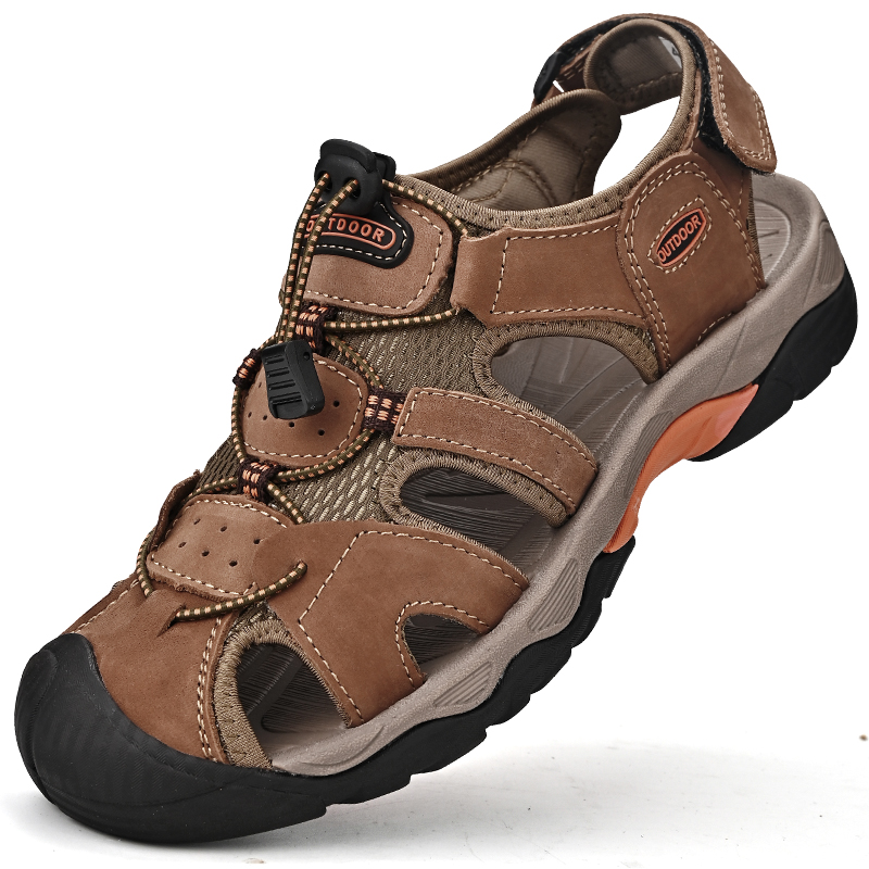 Genuine Men Leather Men's Sandals Durable Handmade ing Close New Toe Non Slip Shoes For Indoor Outdoor Beach Big Size 48 05c4 's