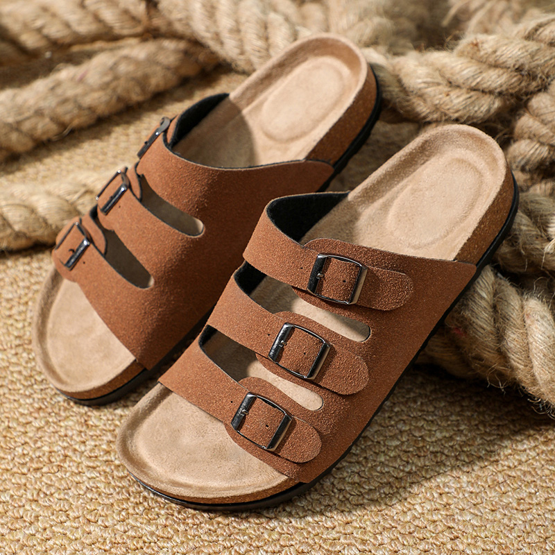 Soft Cork Slide Sandals Unisex Comfort Beach Slippers Trendy Summer Footwear for Couples Lightweight and Breathable Design