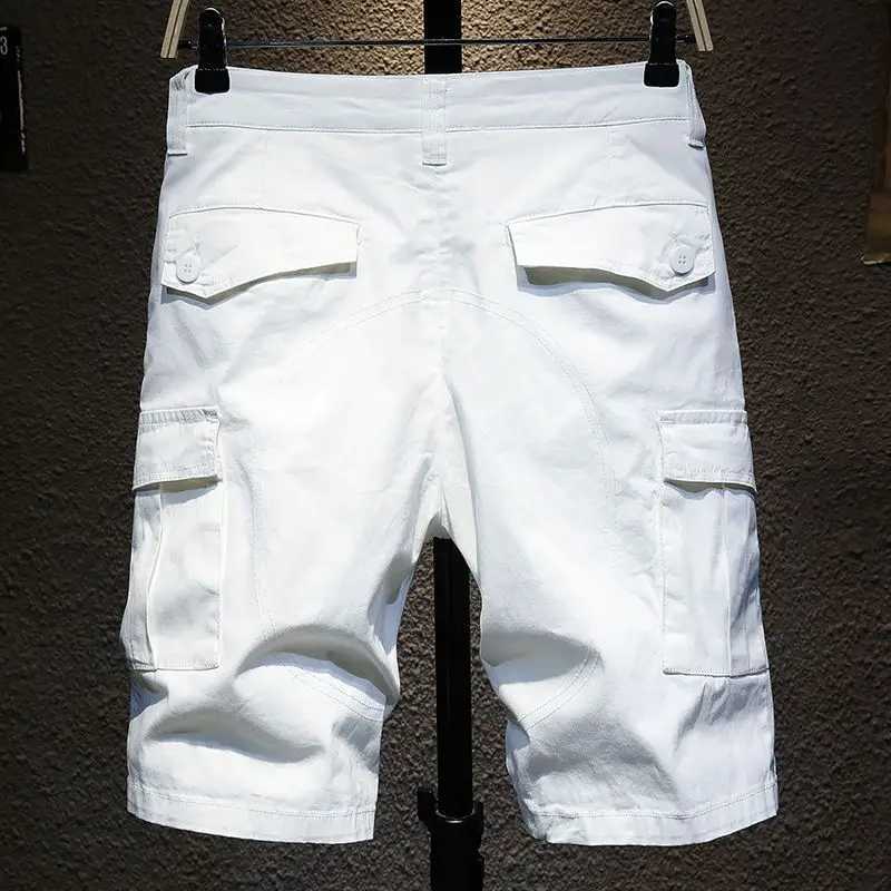 Fashion New Short Pants Korean-Style Luxury Mens Slim Jeans with White Solid Color Designer Cowboy Cotton Denim Shorts for MenX240914