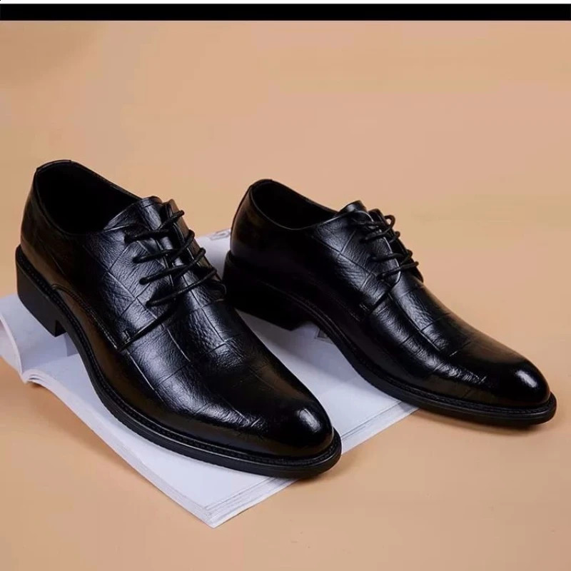 Men Wedding Leather Business Mens Dress Pointed Casual Youth British Style Inner Heightening Spring Arrivals Shoes 240904