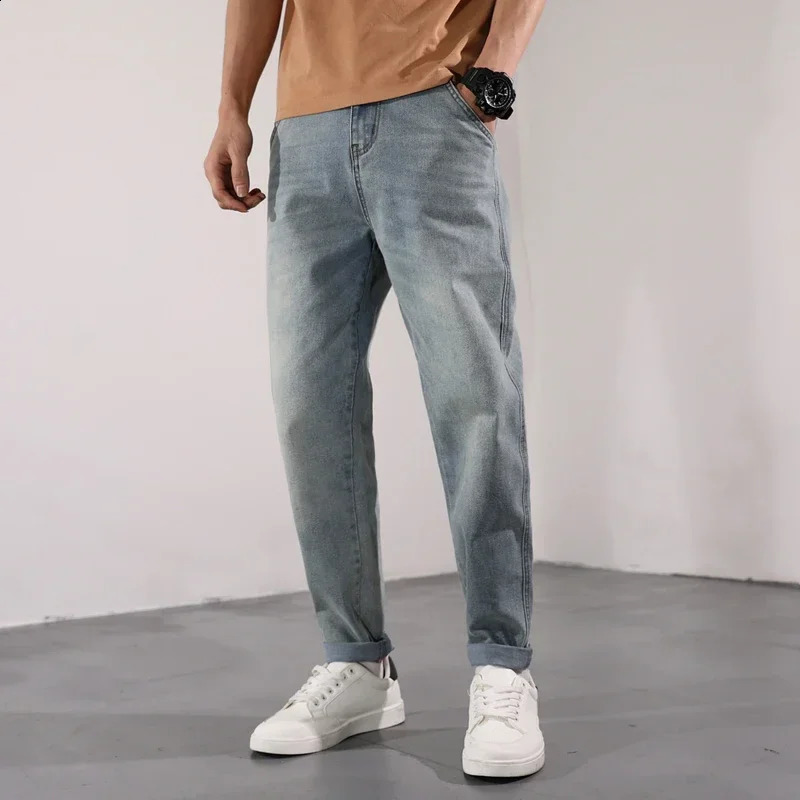 Harem Jeans Men Pants Slim Fit Stretch Casual Denim Pants Mens Clothing Man Trousers Streetwear Jeans Kpop Dark Blue Light 240912