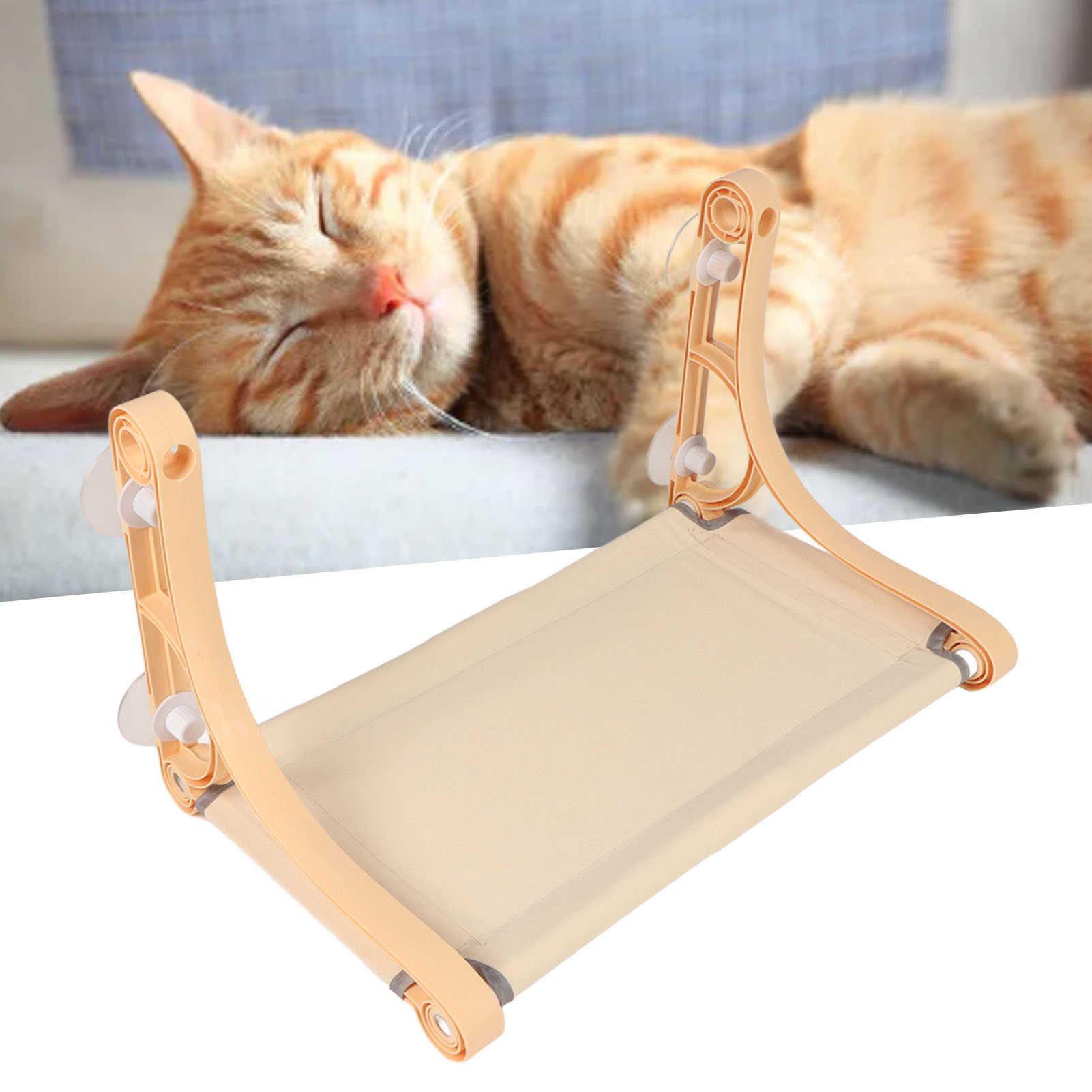 Cordless Hammock for Cat Window Perch, Hanging Pet Resting Seat, Safety Hammock with Suction Cups, Detachable Bed, 4PCs