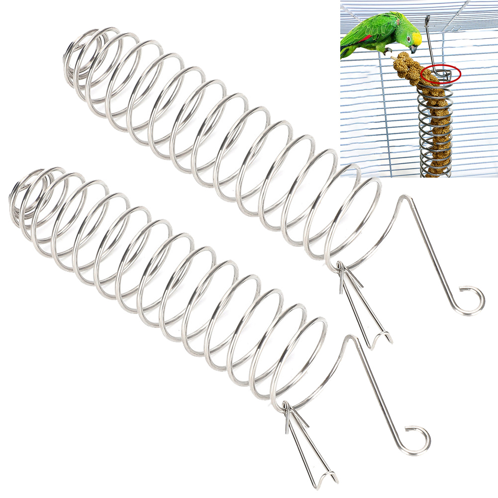 2Pcs Stainless Steel Bird Parrot Safety Lock Buckle Feeding Device Foraging Food Basket