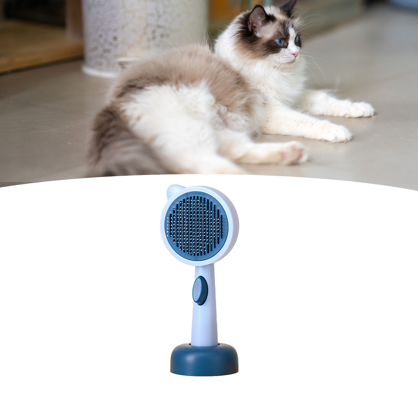 Pet Grooming Brush Efficient Hair Removal Cartoon Pet Cleaning Slicker Brush With Base For Dogs Cats