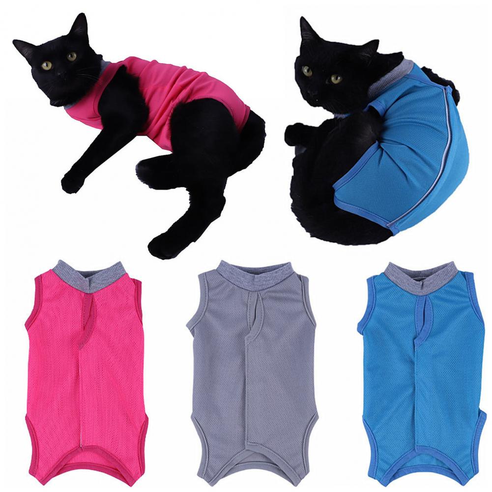 Easy to Wear Cat Pullover Surgical Recovery Clothes Adjustable Cat Neutering Suit Surgery Recovery Clothes for Post-surgery