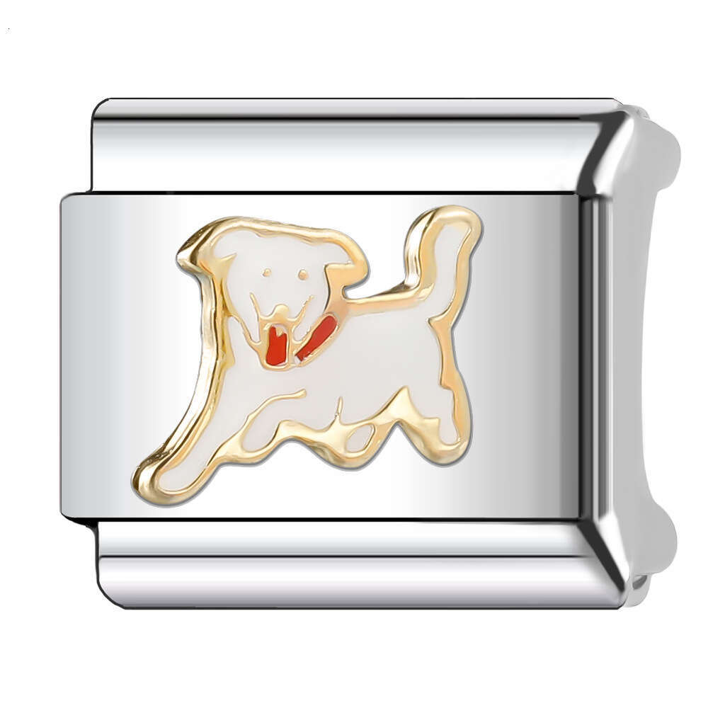 New Women's Gift Pretty Animal Cat with Enamel Bead Italian Charms Links Bangle Beads Fit 9mm Stainless Steel Bracelet Making DIY For Women Fashi