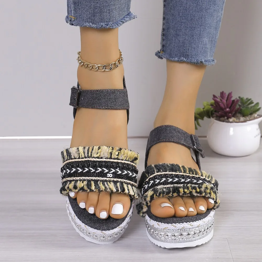 2025 new Summer New Platform Buckle Flat Roman Comfortable Women's Sandals f8f8