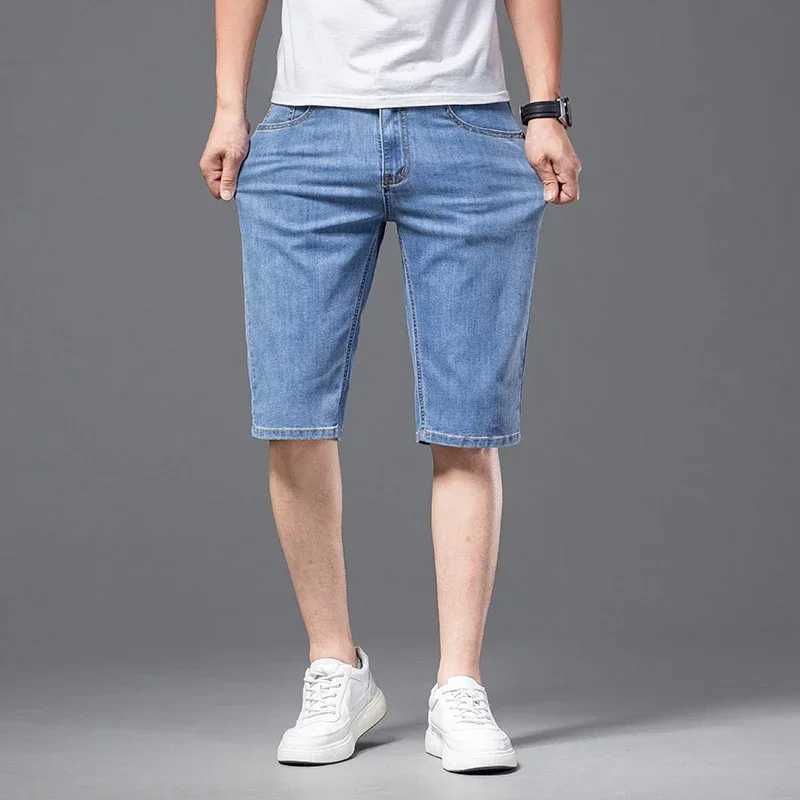 Summer Mens Short Jeans Thin Smoke Gray Classic Style Fashionable Casual Stretch Fabrics Slim Fit Denim Shorts MaleX240914