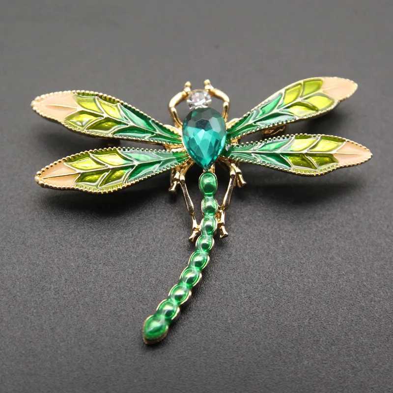 Green Crystal Enamel Dragonfly Brooches For Women And Men Metal Insects Weddings Banquet Party Brooch Pins GiftsX240914