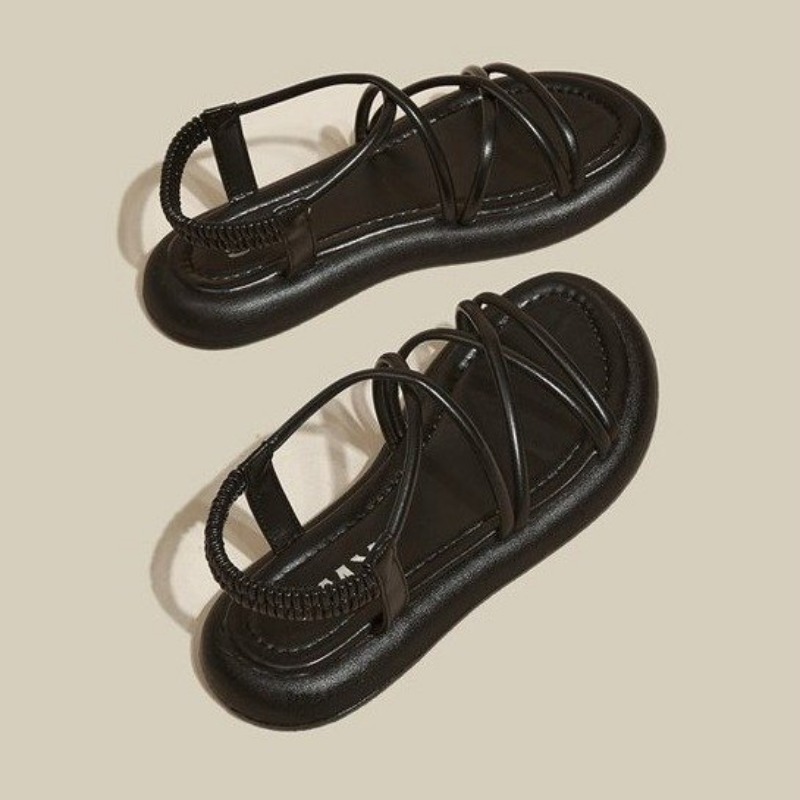 Sandals Women Flat 2024 New New Summer Soft Sole Casual Roman Sandales Femmes Black White Cross Band Women's Shoes Sandalias Mujer 8aa5 's
