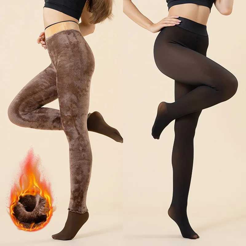 Women Fleece Tights Woman Warm Winter Pantyhose Sexy Translucent Stockings Thermal Elasticity Panty New Fashion Leggings FemaleX240914