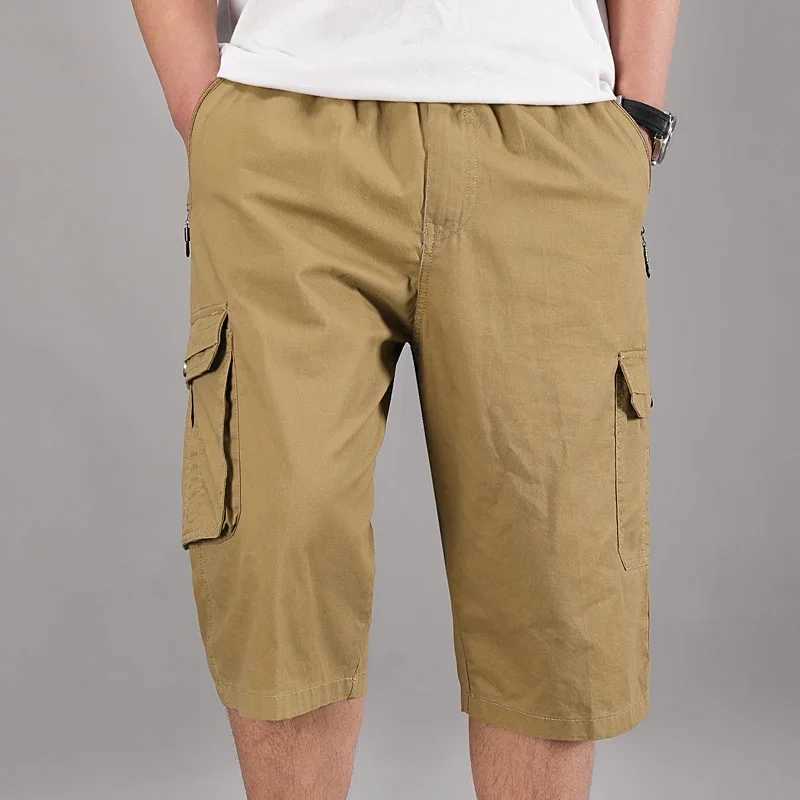 Mens Cropped Shorts Pure Cotton Business Gentleman Loose Fitting Casual Solid Color Versatile Work Shorts Y240914