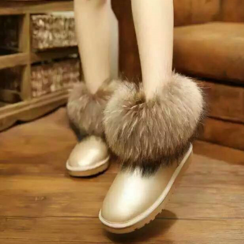 Australia Women Natural Fox Fur Snow Boots 100 Genuine Cowhide Leather Ankle Boots Warm Winter Boots Woman Shoes L250905