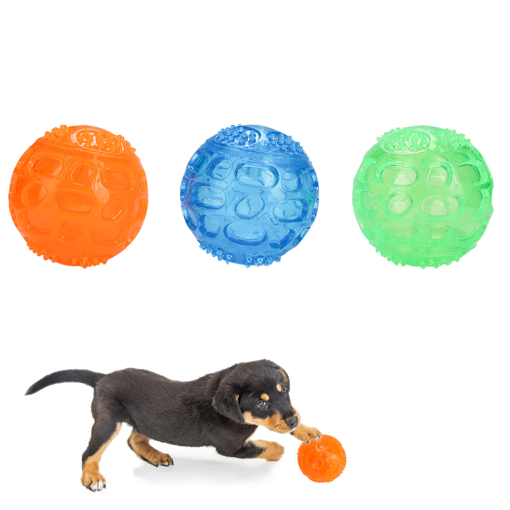 3Pcs/set Pet Dog Squeaky Chewing Ball Toy Puppy Cleaning Teeth Balls