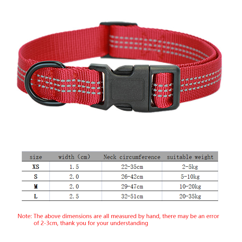Nylon Reflective Pet Collar with D Ring Adjustable Dog Collar for Outdoor Training, for Small and Medium Dogs Puppy Accessories