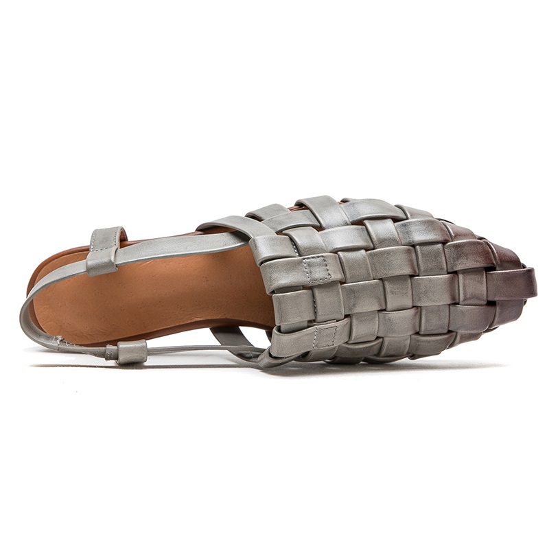 Genuine Leather Women Roman Sandals: Summer Pointed Toe Slip-On Flats 4