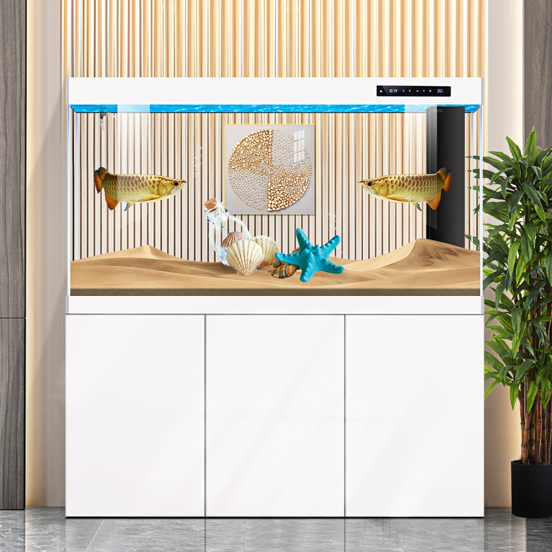 Large fish tank glass aquarium living room dragon fish tank 1.2m 1.5m 1m 3M aluminum alloy bottom cabinet bottom filter