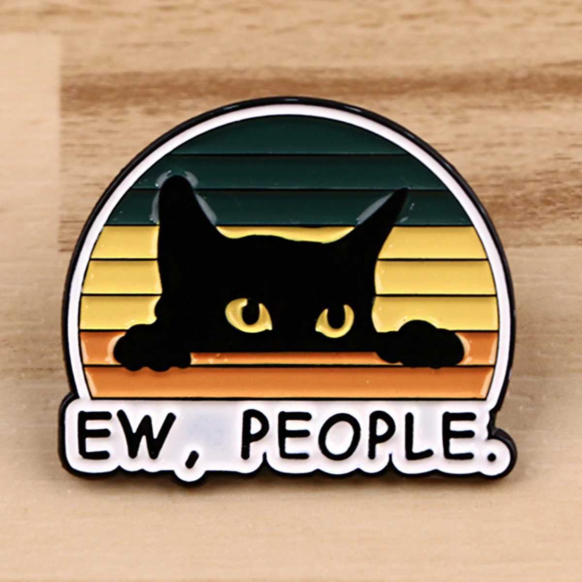 EwPeople Funny Black Cat Enamel Pin Brooches For Women Lapel Pins Badge on Backpack Costume Accessories Jewelry Vintage GiftX240914