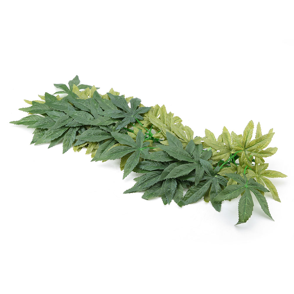 Green Artificial Plant Fake Leaves Aquarium Fish Tank Reptile Terrarium Ornaments Decor 50cm
