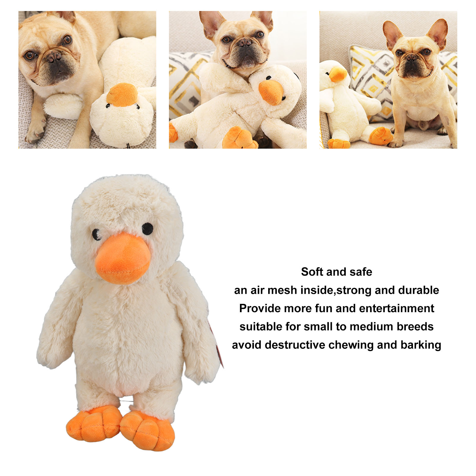 Dog Plush Duckling Sounding Toy Soft Teeth Cleaning Keep Healthy Relieve Boredom Attractive Dog Squeaky Toy