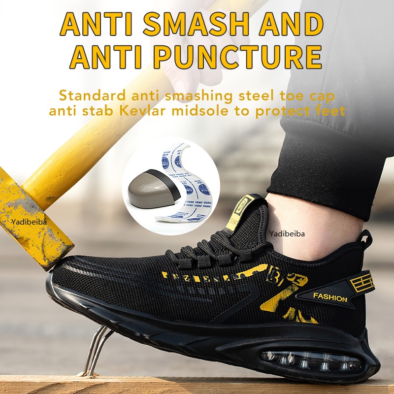 Cushion Air Steel Toe Men Women Work Sneakers Light Anti-Smashing Safety Boots Indestructible Shoes 2bd5