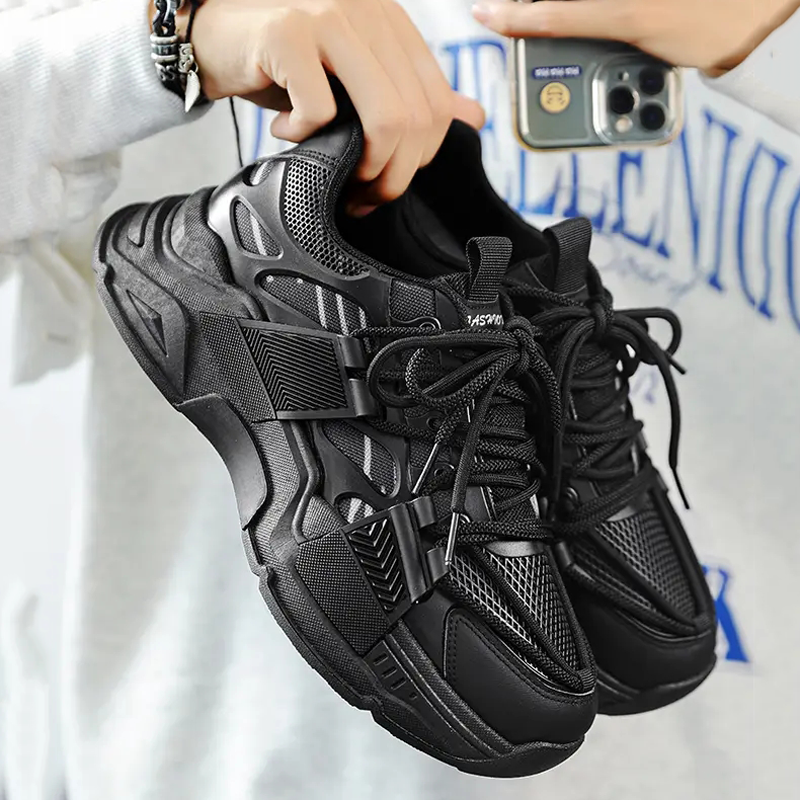 Men's Fashion All-match Daddy Comfortable Breathable Sports Lace-up Wear-resistant Outdoor Mixed Color Casual Shoes