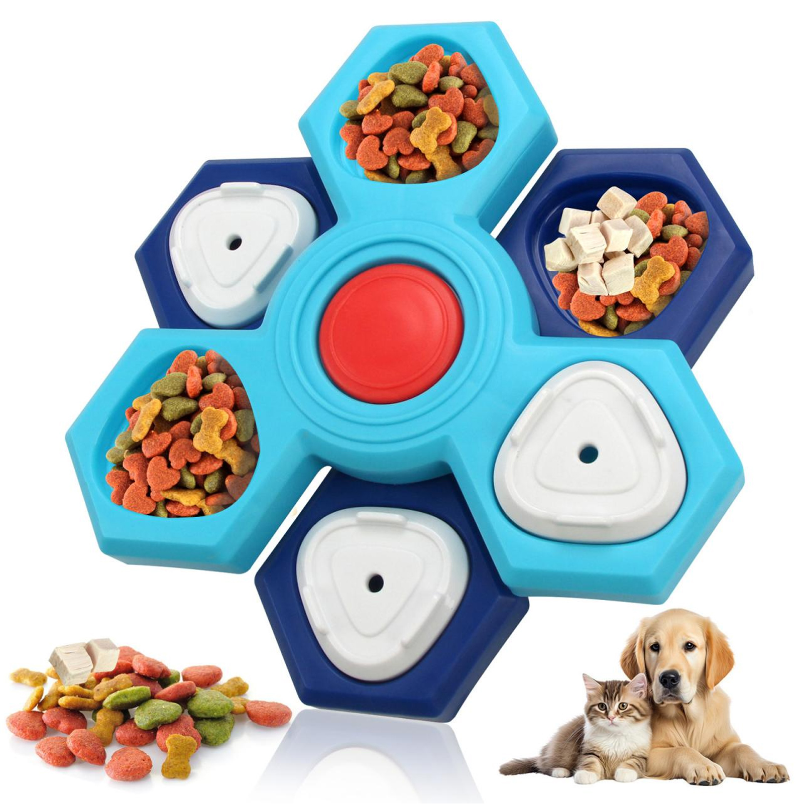 Slow Feeder Dog Bowl, Fun Dog Puzzle Feeder Toy, Interactive Bloat Stop, Cat Pet Bowl for Slow Eating