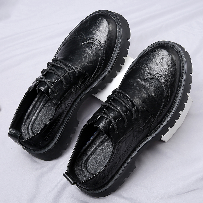 Mens Platform Casual Brogues Leather High-quality Leisure Toog Comfortable Inside Handmade Trend Fashion Shoes c051