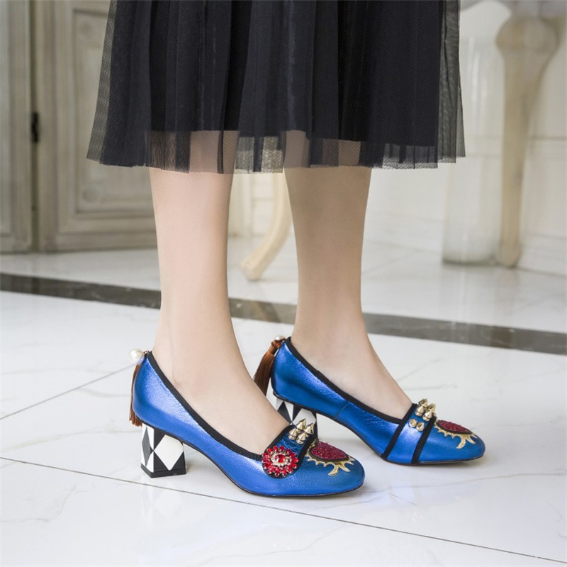 2025 new Rhie Pearl Retro Riveted wers 9cm High Heel Girl Wedding Bride Party Single Shoes 33-43 Size e3d9