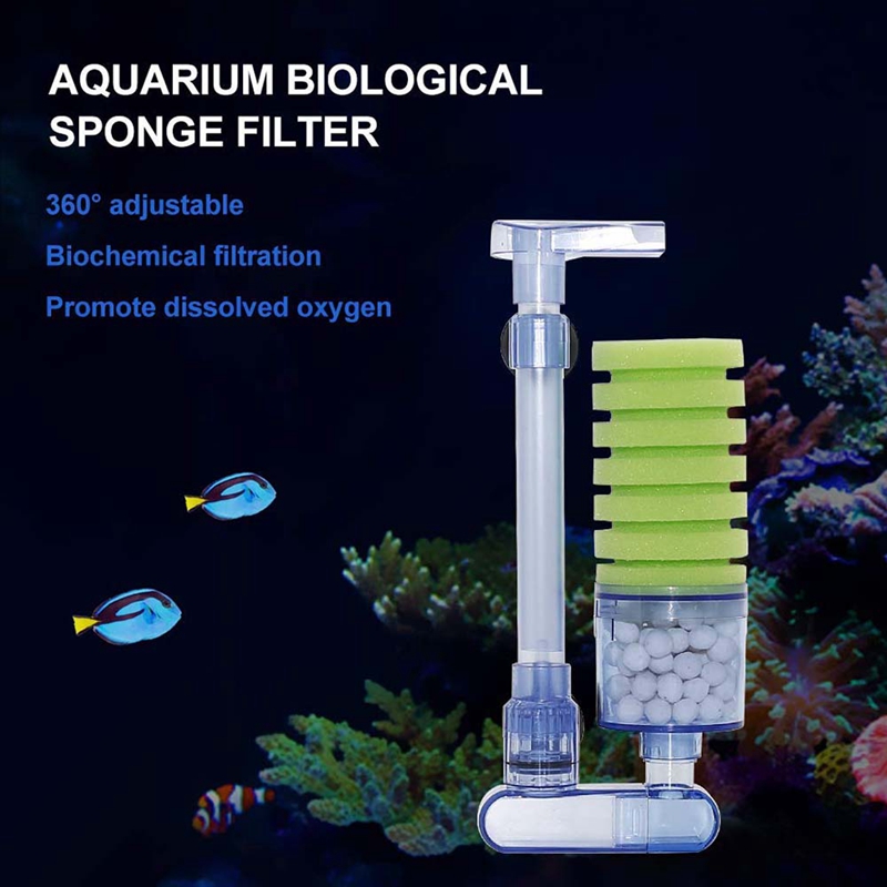 Aquarium Filter,Ultra Quiet Aquarium Biochemical Sponge Filter Fish Tank Air Pump Betta Fry Aquarium Fish Tank Water Fall Double
