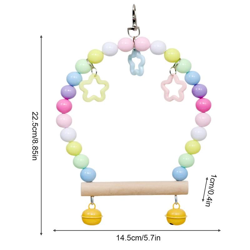 Parrot Swing Toy Birds Perch Hanging Play Stand With Colorful Bell And Beans Birds Lovers Cage Accessories For Bird Supplies