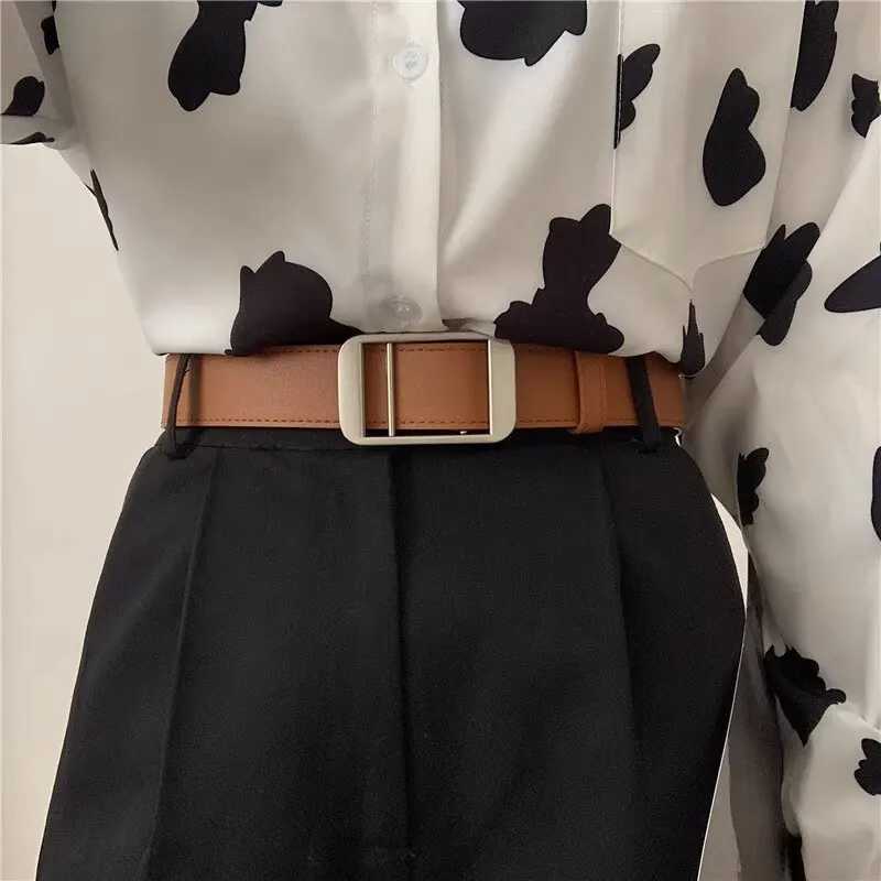 Unisex Free Size PU Leather Belt For Women No-Hole Buckle Luxury Designer Jeans Waist Belt Men Fashion Non-Porous Soft WaistbandX240914