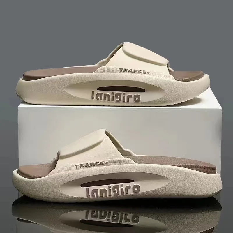 Men's Summer Pvc Soft Slippers Men Outdoor Thicken Anti-Slip Beach Sandals Couples Bathroom Homeslides Flip Flops 2023