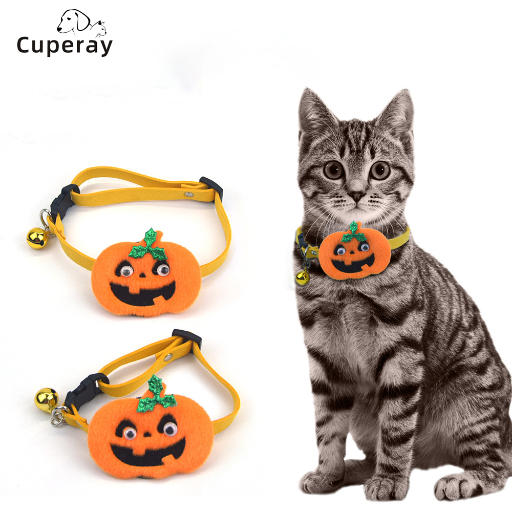 Pet Halloween Pumpkin Party Adjustable Dog Collars with Detachable Decoration Breakaway Halloween Collar for Puppy Cats Supplies