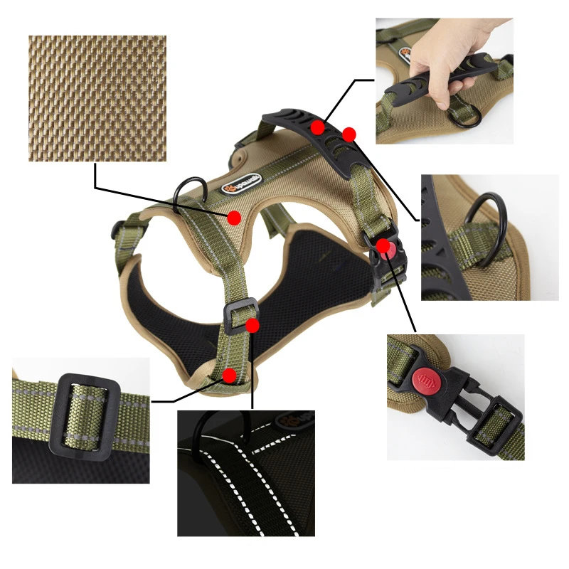 Dog Harness for Medium Large Dogs Adjustable Reflective Pet Vest Harnesses for Small Dogs Front Clip Harness Easy Control Handle