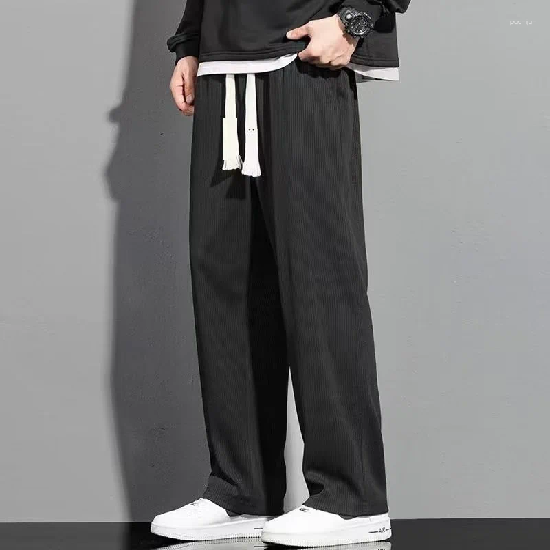 2025 S Fashion Designer Men S Pants Spring And Autumn Lightweight Ice Silk Quick Drying Soft Smooth Loose Straight Tube Casual Versatile