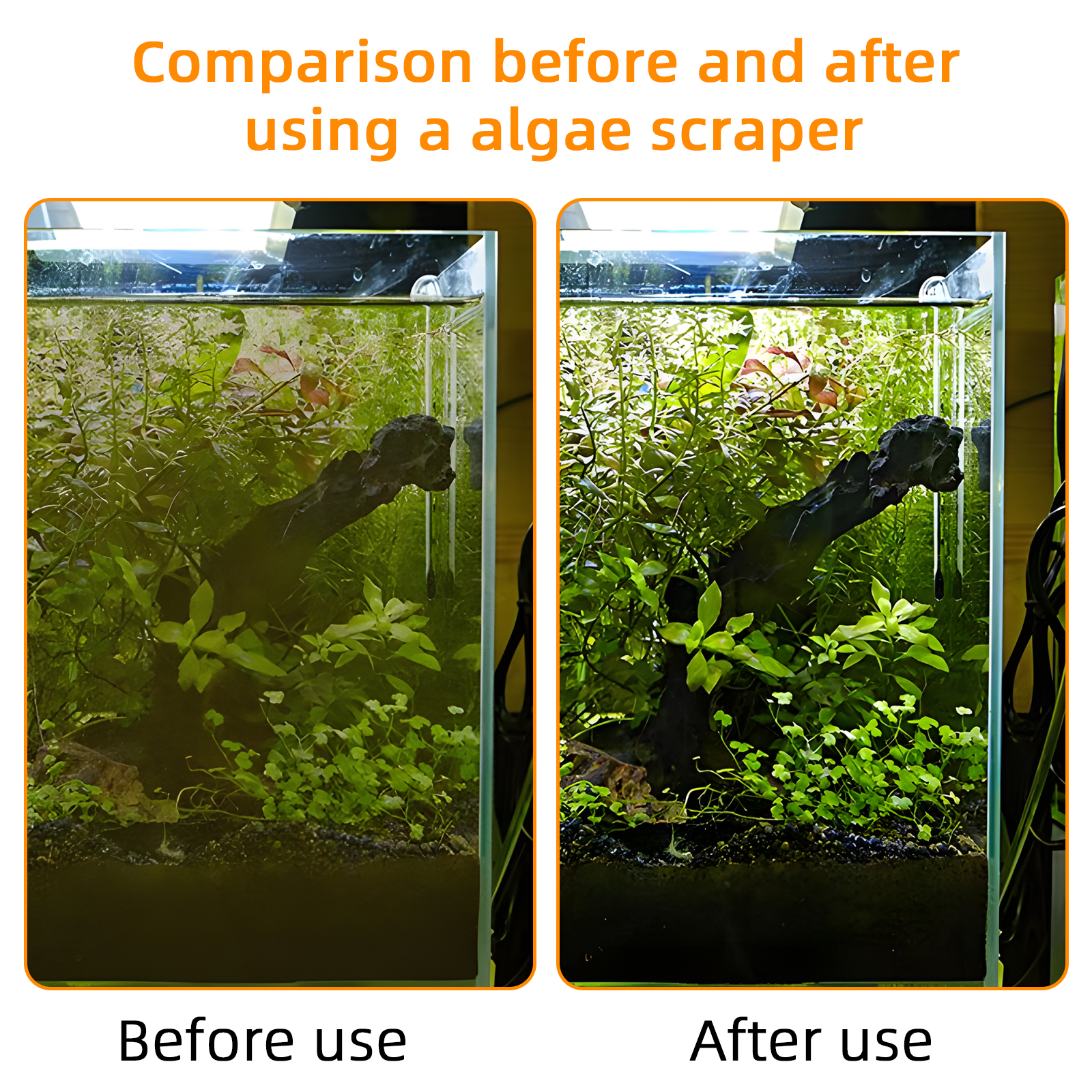 Algae Scraper for Glass Aquariums, Fish Tank Cleaner, Aquarium Algae Scrapers with 10 Stainless Steel Blades.