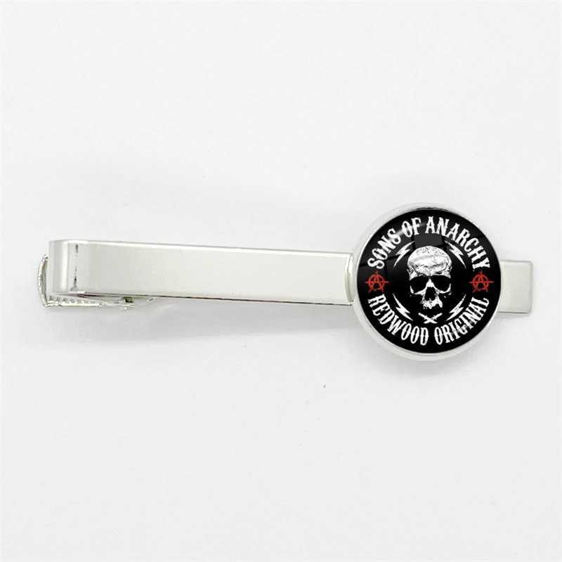 Sons Of Anarchy Tie Clips Freedom Symbol Pendant Keychain Rock Punk Glass Dome Necktie Clip Pin Suit AccessoriesX240914