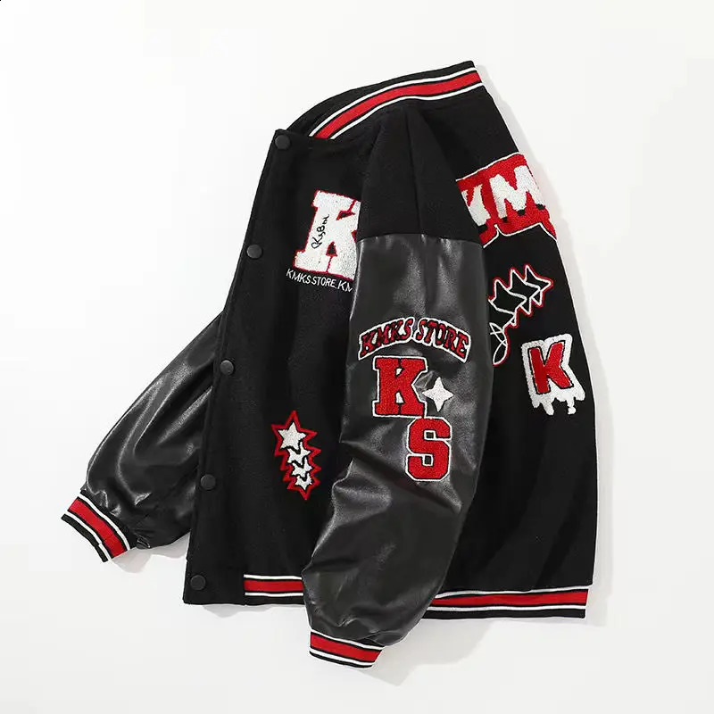 American Letter Flocking Baseball Uniform Jacket Y2K Retro Vintage Lovers Motorcycle Casual Jacket For Men And Women Coats 240911