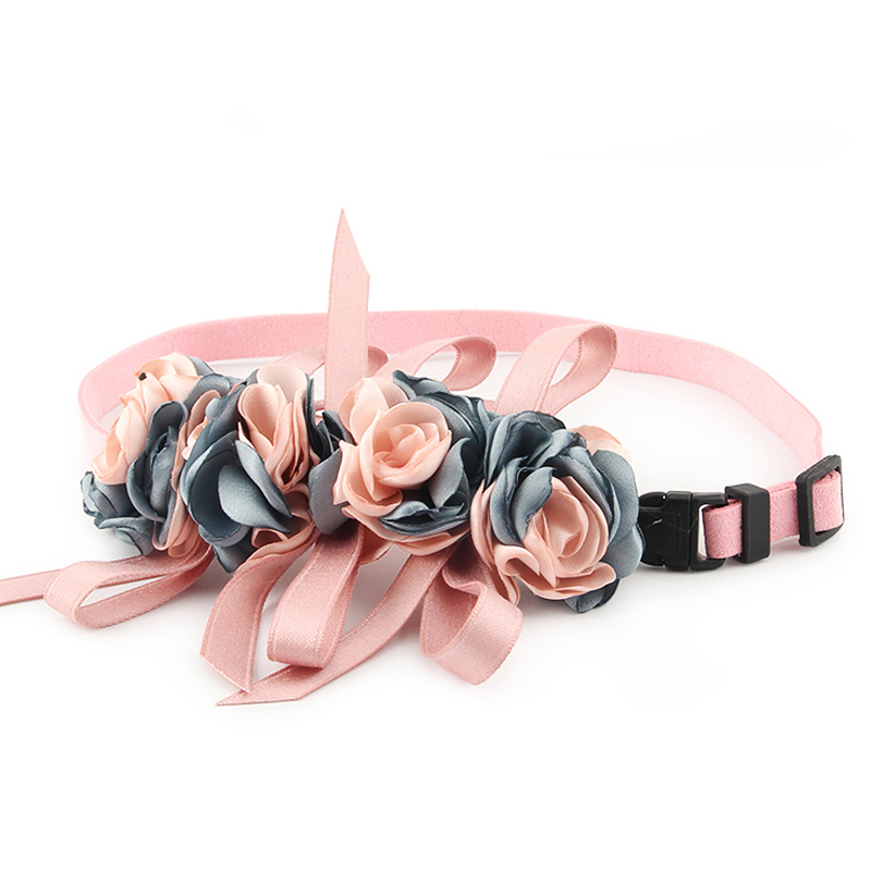 Pet Collar with Pearl Flower Decoration Adjustable Cat Collar for Wedding Party Pet Accessories Product for Kitten and Puppies