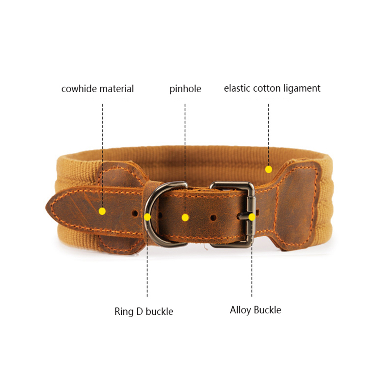 Tactical Dog Collar for Medium and Large Dog,Adjustable Military Dog Collar Durable Cowhide Material,Heavy Duty Buckle Design