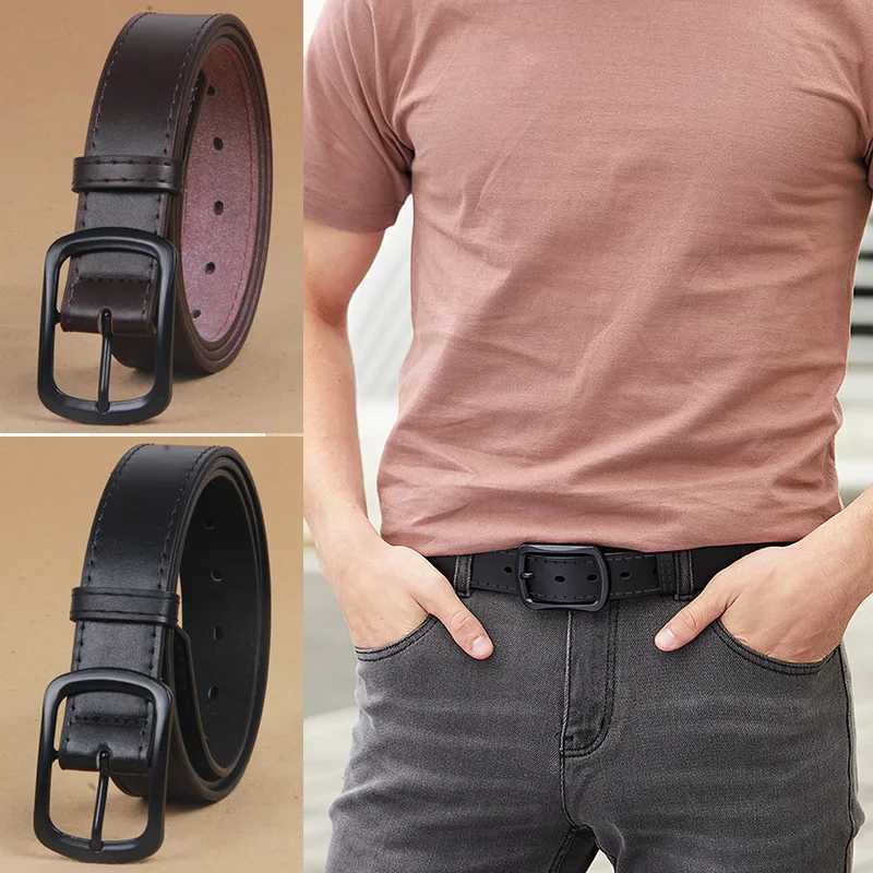 Retro and minimalist Ins style jeans with personalized trend fashionable metal needle buckle mens belt casual business brandX240914