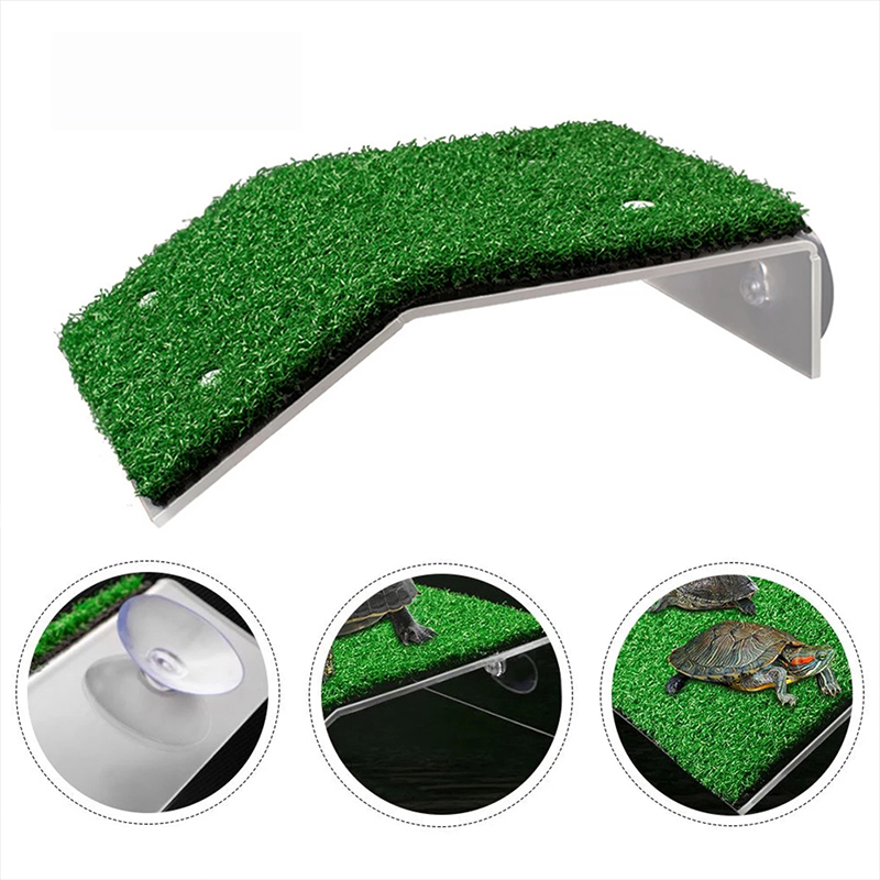 1Pcs Turtle Basking Platform Aquarium Drying Table Turtle Floating Island Simulation Turf Climbing Ladder Accessories Decoration