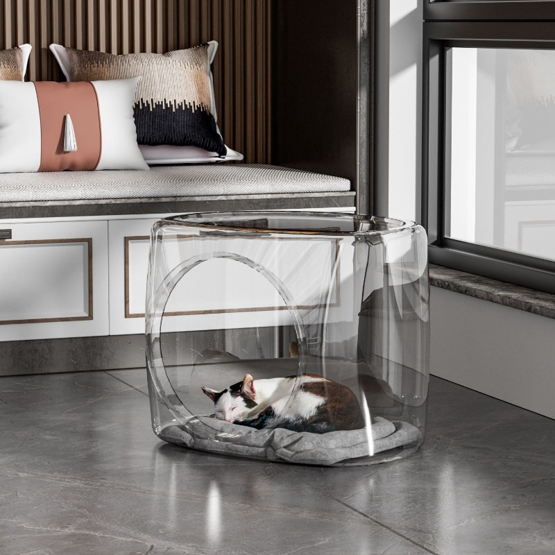 Space Capsule Nest Plastic Washable Clear Square House Villa Moisture-proof Cat Bed Large Pet Supplies Accessories