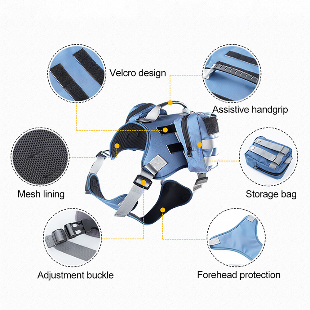 Tactical Dog Harness for Medium & Large Dog Adjustable Dog Vest for Training Hunting Walking Dog Harness with Handle & 2 Pouches