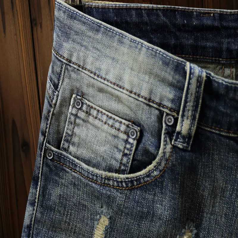Summer Luxury Mens Clothing Vintage Blue Jeans Cowboy Korean Denim Knee Length Jeans Mens Casual Streetwear Mens Denim ShortsX240914