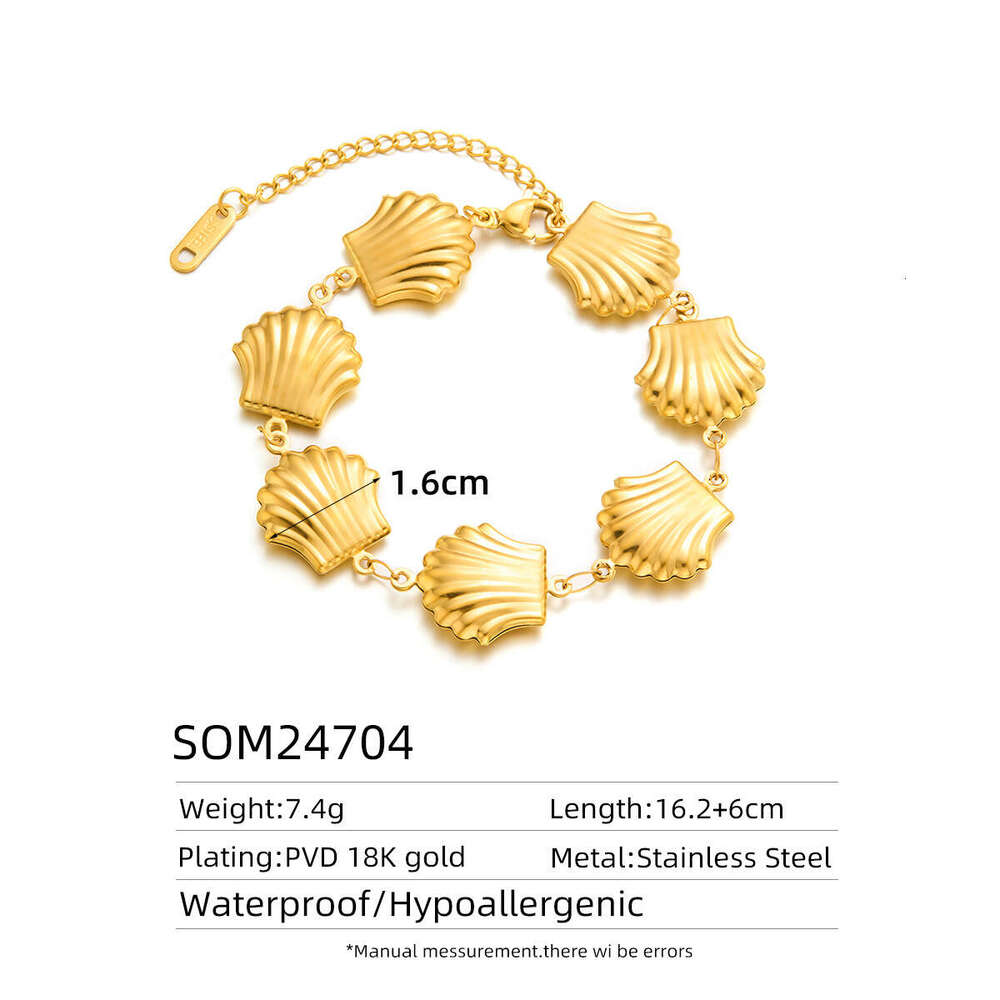 INS Luxury Designer 18K Gold Bracelet for Women Minimally designed titanium steel hollow bracelet shell high-end bracelet 18k non fading hand accessor
