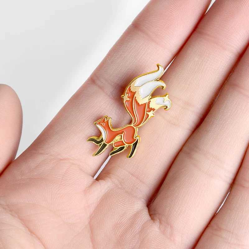 Figures Metal Pins Three-tailed Red Fox Hard Enamel Pins Brooches Badges Lapel Clothes Pins Jewelry Fovely Gifts Free ShippingX240914